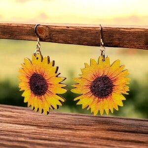Sunflower Earrings in Yellow and Brown